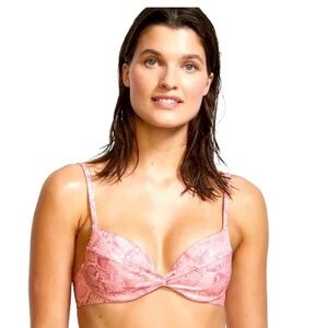 Victorias Secret swim twist pink snake bikini top 34C